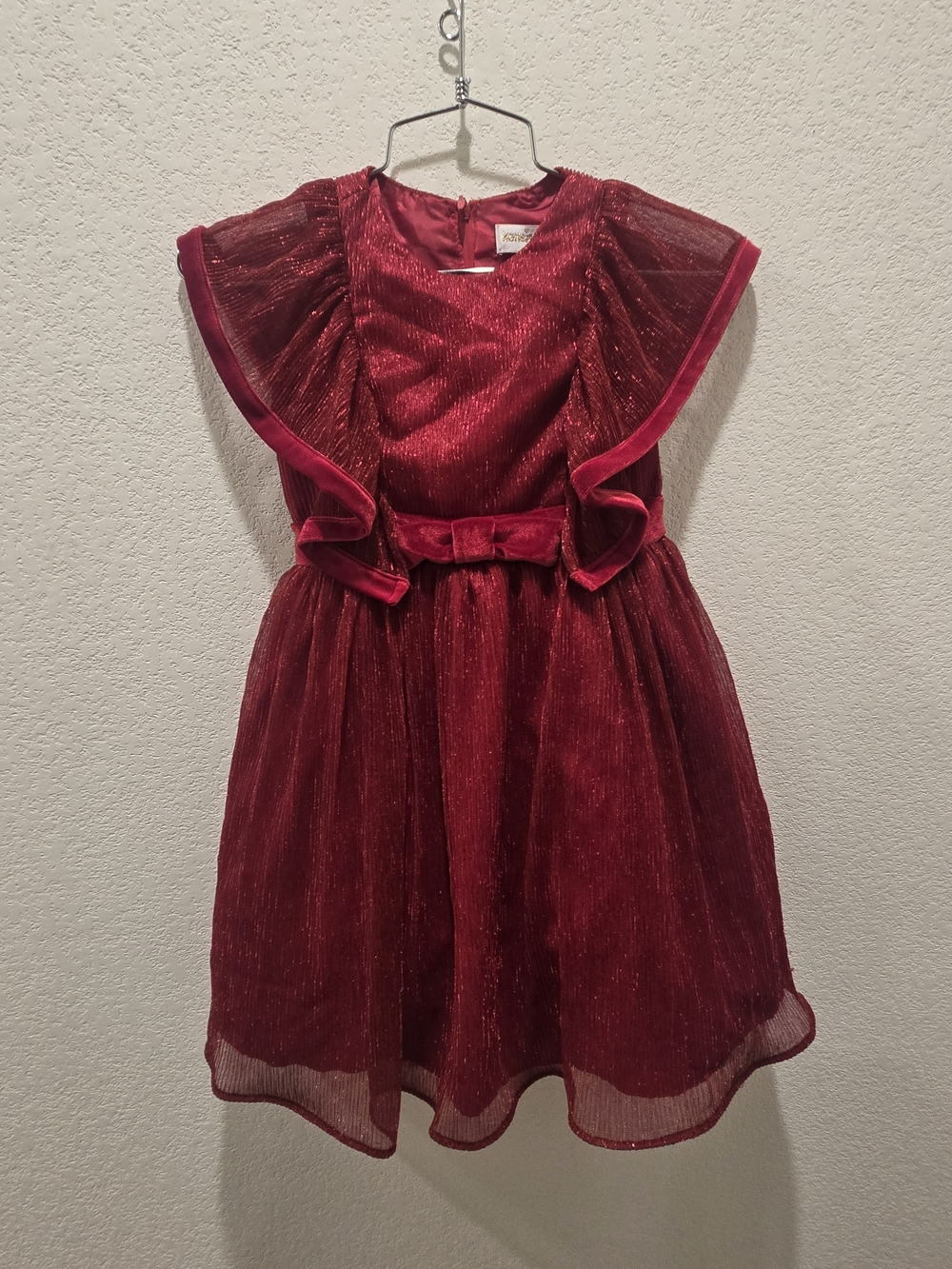 Kensie Girl Shimmery Burgundy Red Party Dress with Bow